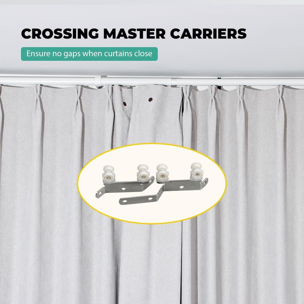 Heavy Duty Adjustable Traverse Curtain Rod, Smooth Glide, 47-86″ White