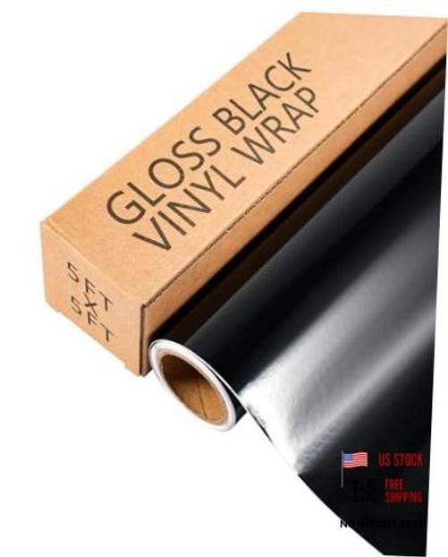 Gloss Black 5ft x 5ft Vinyl Wrap Roll for Car Body