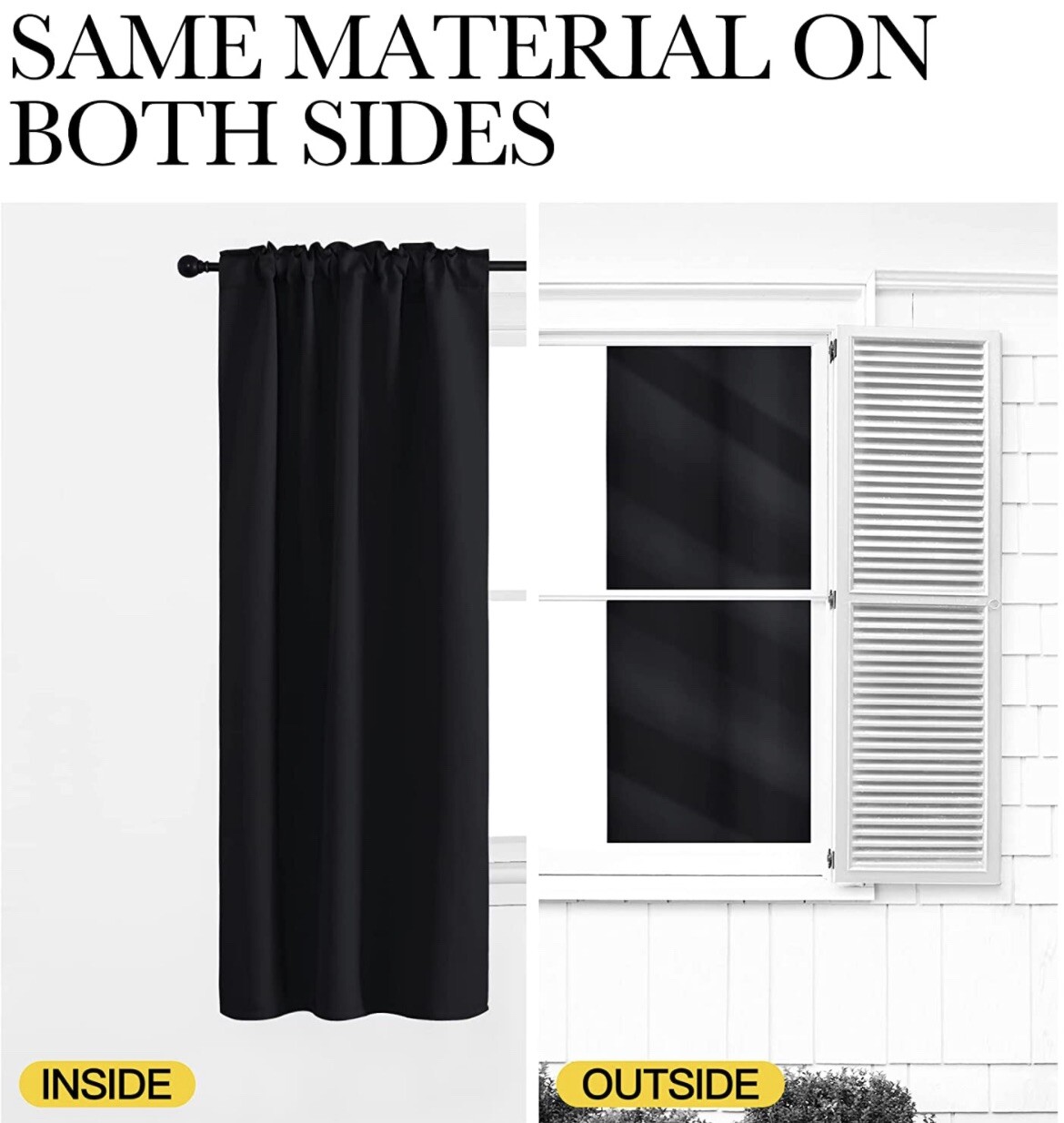 NICETOWN Window Curtains/Drapes With Back Tab/Rod Pockets, Black (W52”*L63”)