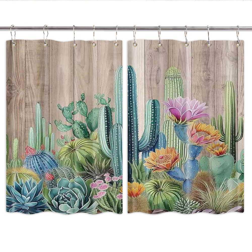 falnzih Farmhouse Rustic Western Flowers Kitchen Curtains 2 Panel Set with Hooks