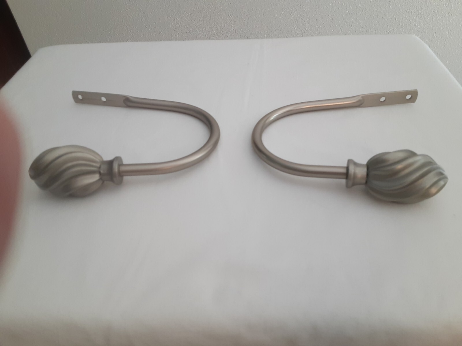Holdbacks Satin Nickel Twist 1 1/4 inch (one set) New in Box