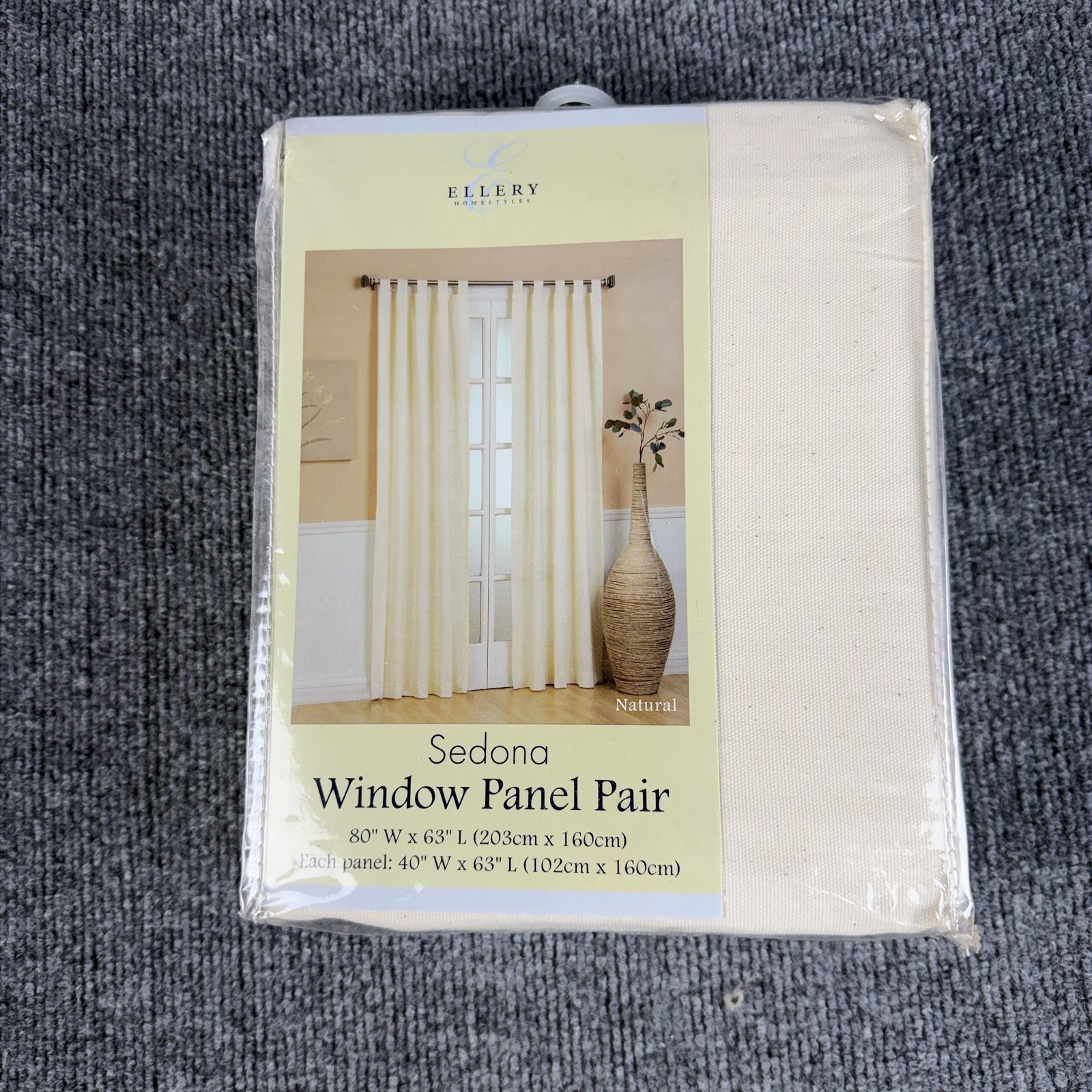Ellery Sedona Window Panel Pair 80×63 Natural Beige Cotton Tab Top Curtains