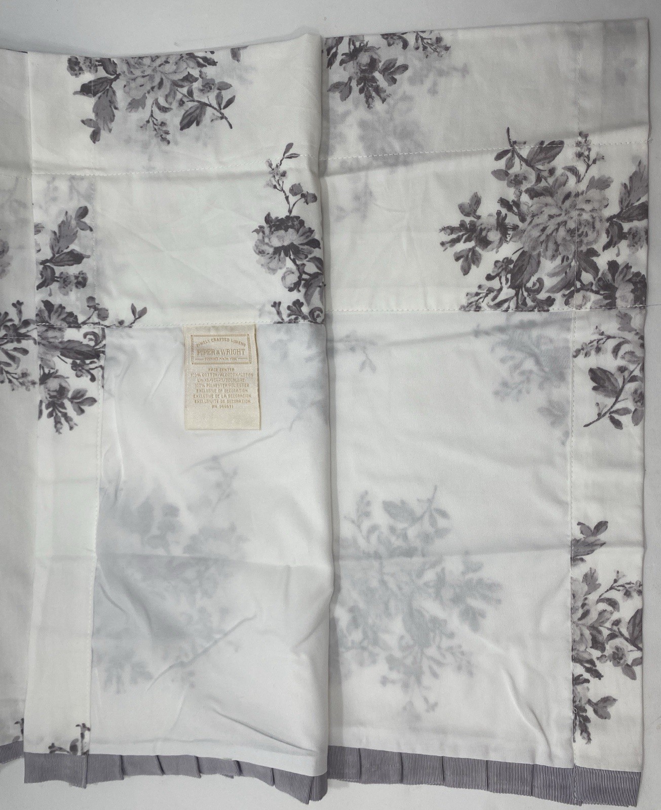 Piper & Wright Sabrina Grey Floral Straight Valance 88 X 15 1/4in Ruffle 705
