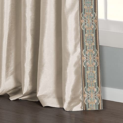 Luxury Traditional Regency Faux 52″W x 84″L (Pack of 1) Neutral & Dusty Blue