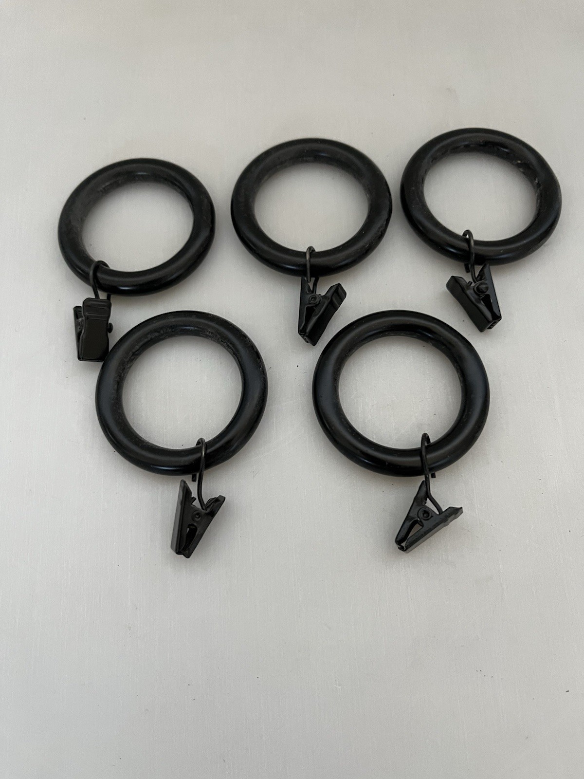 Set of 5 Pottery Barn Quiet-Glide Curtain Clip Rings Large 1 3/4″ Matte Black