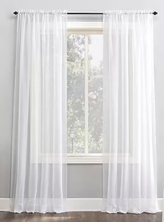 Lichtenberg No. 918 Emily Voile Sheer Curtain Panel Pair White 59 in. X 84 in.