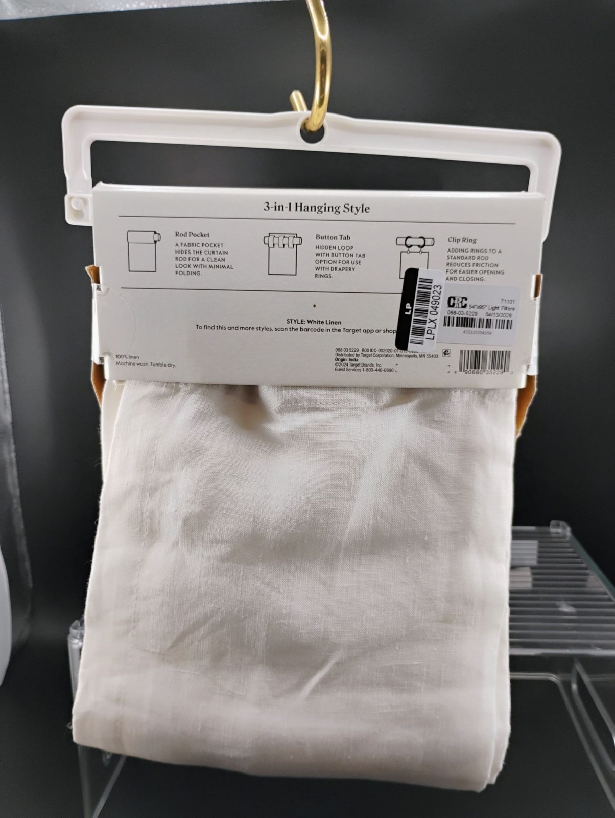 Light Filtering Curtain White Linen 54″W X 95″L 1 Panel