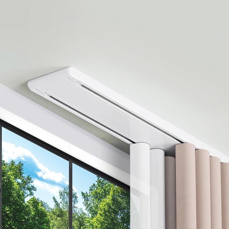 Ceiling Mounted Double Row Curtain Track Heavy Duty Silent Operation Aluminum US
