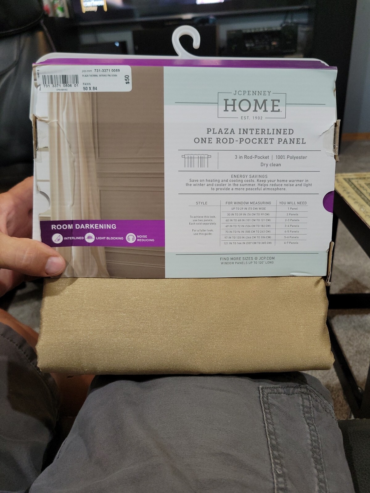 JC Penny Home Plaza Interlined Panel Drapes Soft Gold 50″ X 84” NEW Room Darken