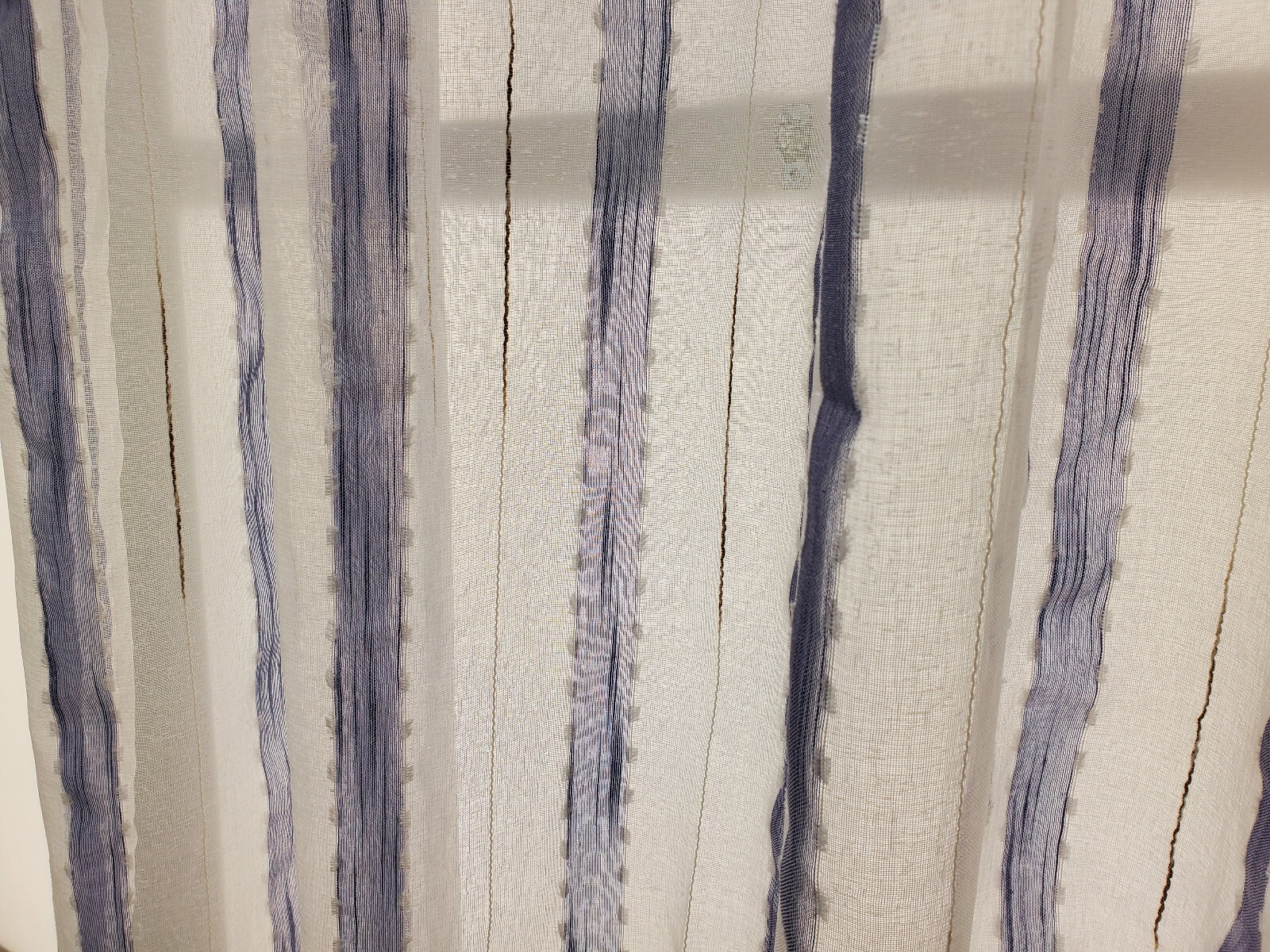 Rococo Grommet Top Curtain Panel Semi Sheer Stripes Lofted Yarns Clipped Micro
