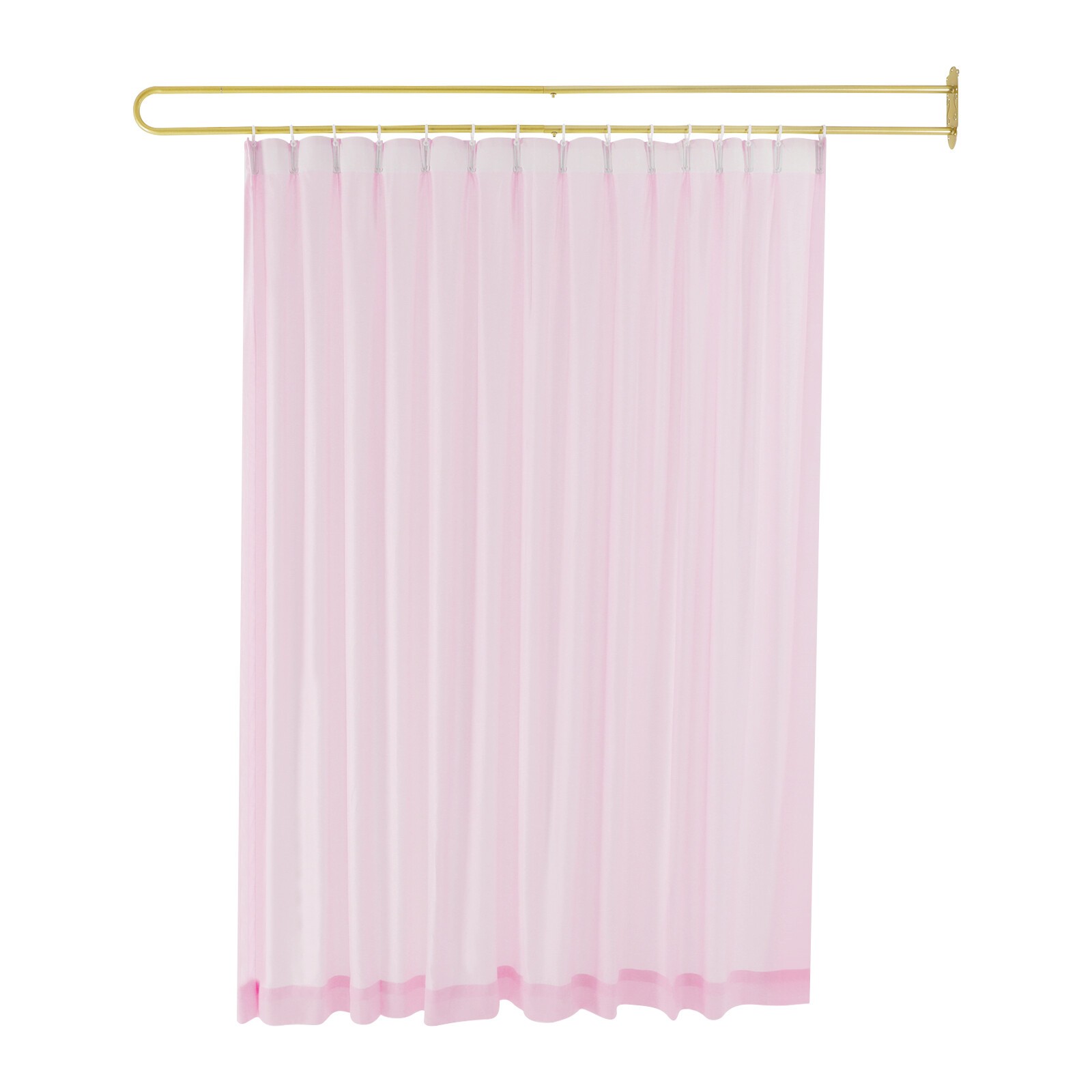 Privacy Partition Curtain Metal Support Wall Mounted U-Shape Room Divider 2M