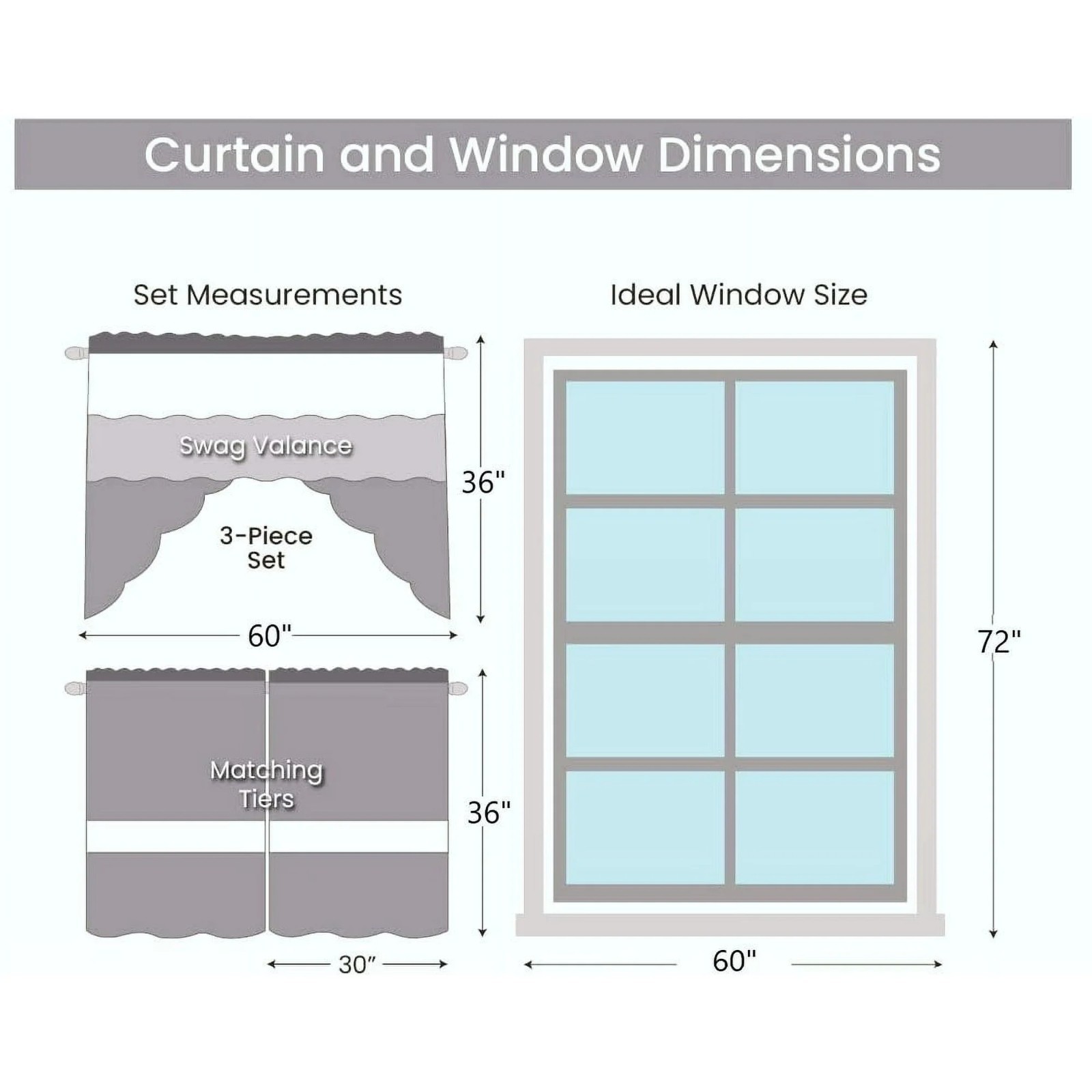 3PC ELEGANT SHEER ORGANZA KITCHEN ROD POCKET WINDOW CURTAIN TREATMENT SET