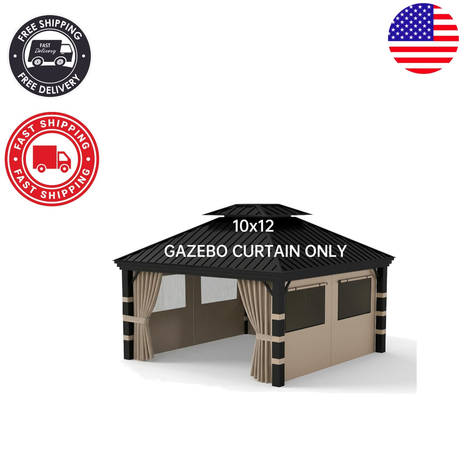 Waterproof 10’x12′ Gazebo Curtains – Elegant Outdoor Privacy with Mesh Windows