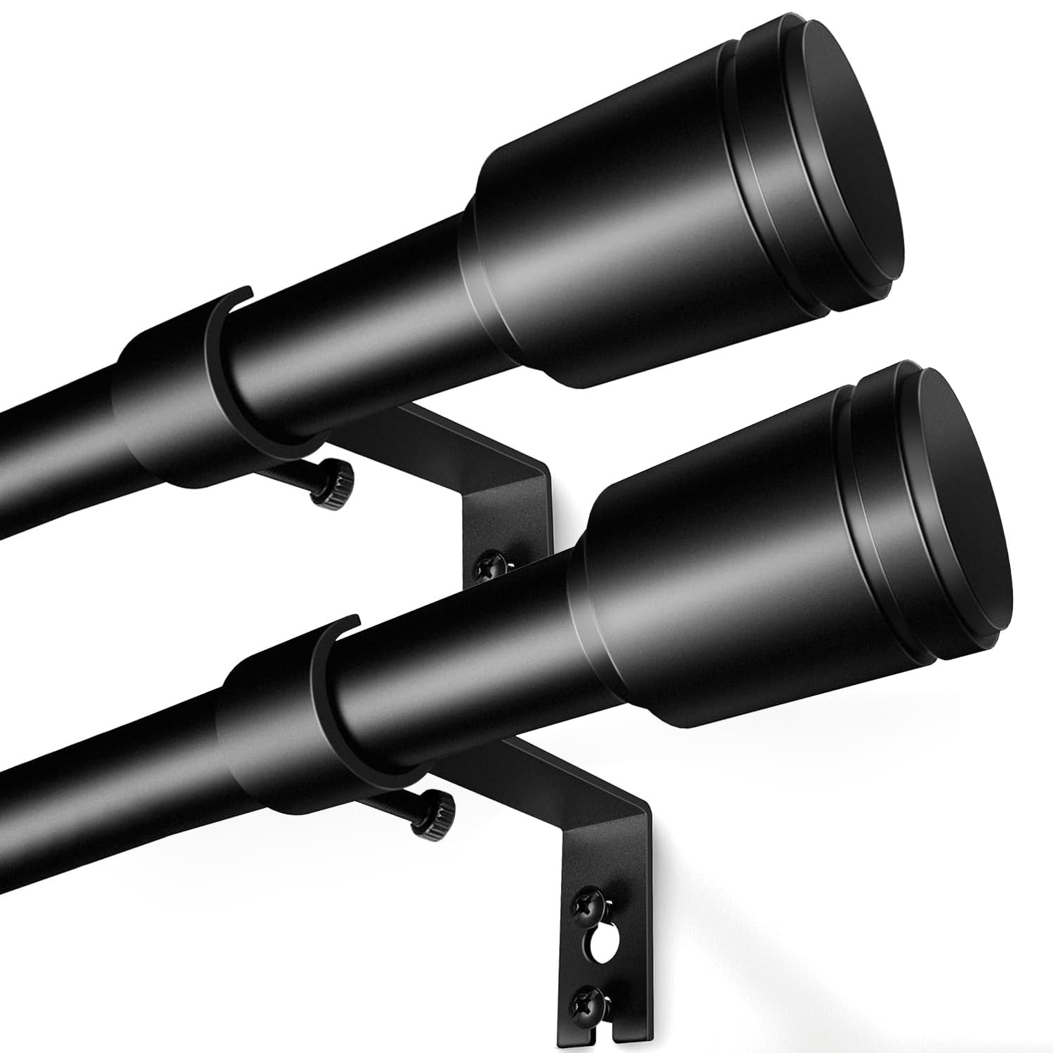 5/8” Diameter Curtain Rods 30-45 Inch, for 30-39 Inch 30-45″/2 Pack, Black