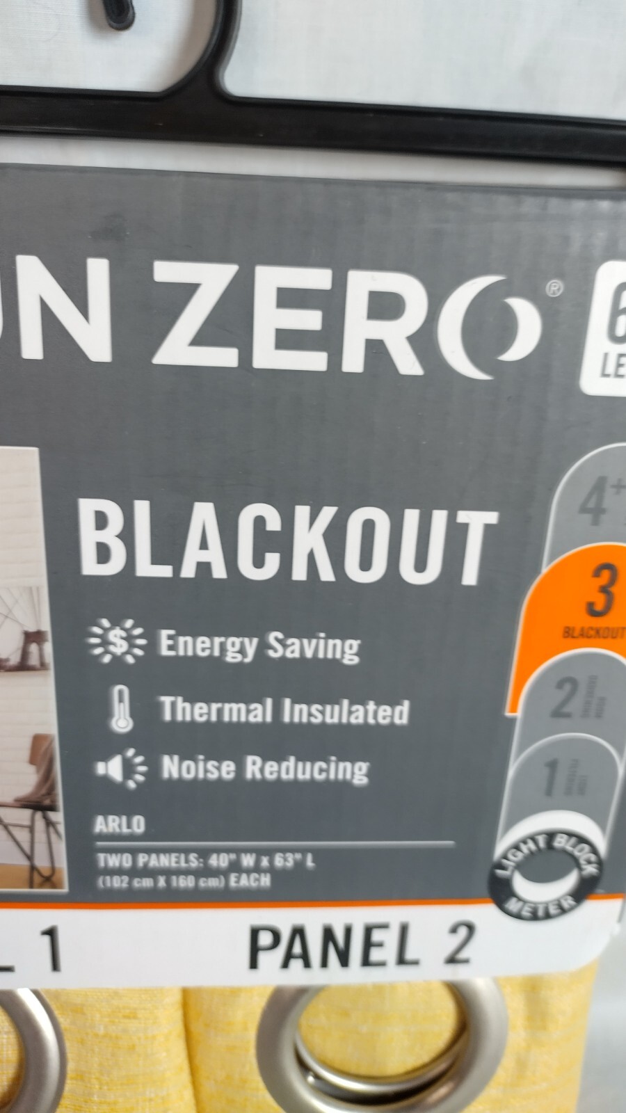 Sun Zero Arlo Textured BLACKOUT Sunflower Curtains Panel 2 pack 40” W x 63” L