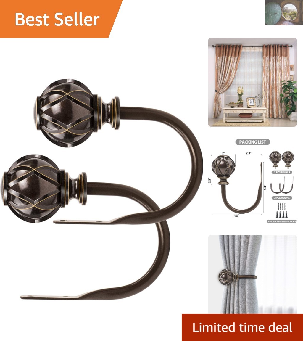Elegant Antique Bronze Decorative Curtain Holdbacks – 2 Pack with Netted Texture