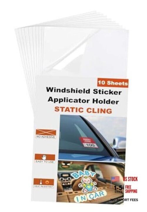 Windshield Sticker Applicator Holder Static Cling, 10 Pack 4 x 6 Inches Heat