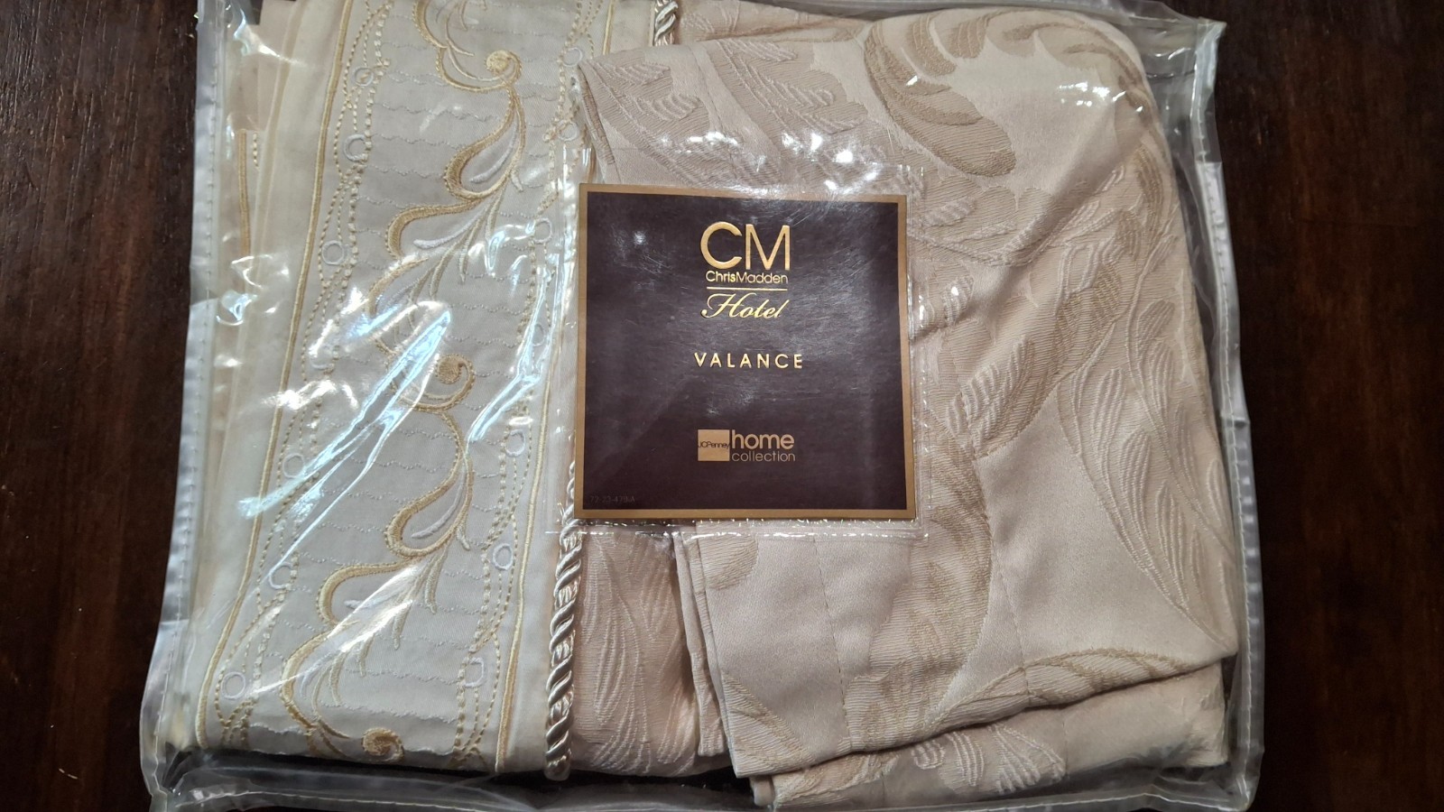 Chris Madden Hotel Valance Curtain JC Penney Beige Embroidered 16×80 Window