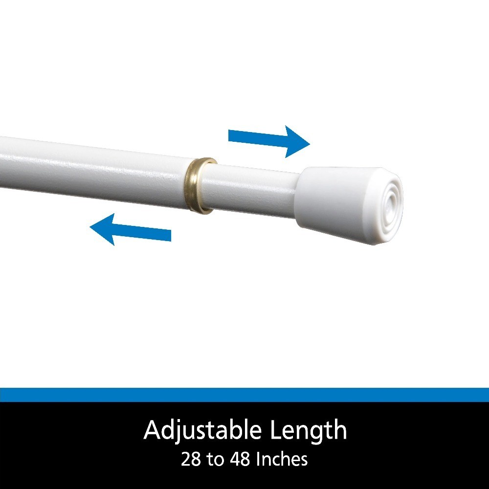 28-48 in. Adjustable Spring Tension Curtain Rod, 7/16 in. Diameter Steel Tube,