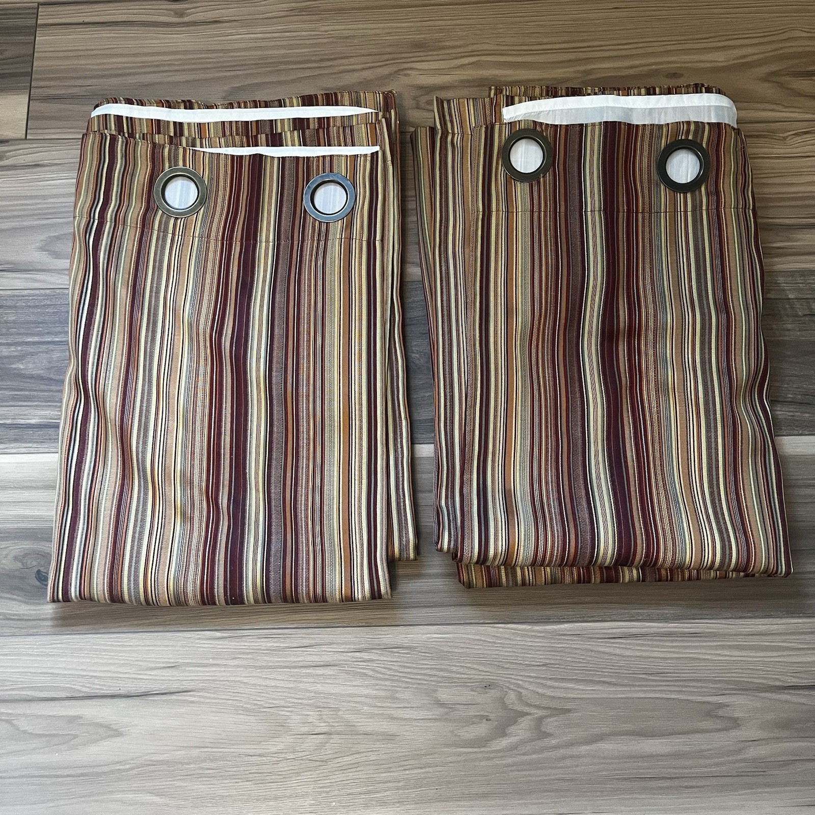 Vintage Pier 1 Imports Pallas Stripe Lined Window Curtain Panels (Pair) 54×84