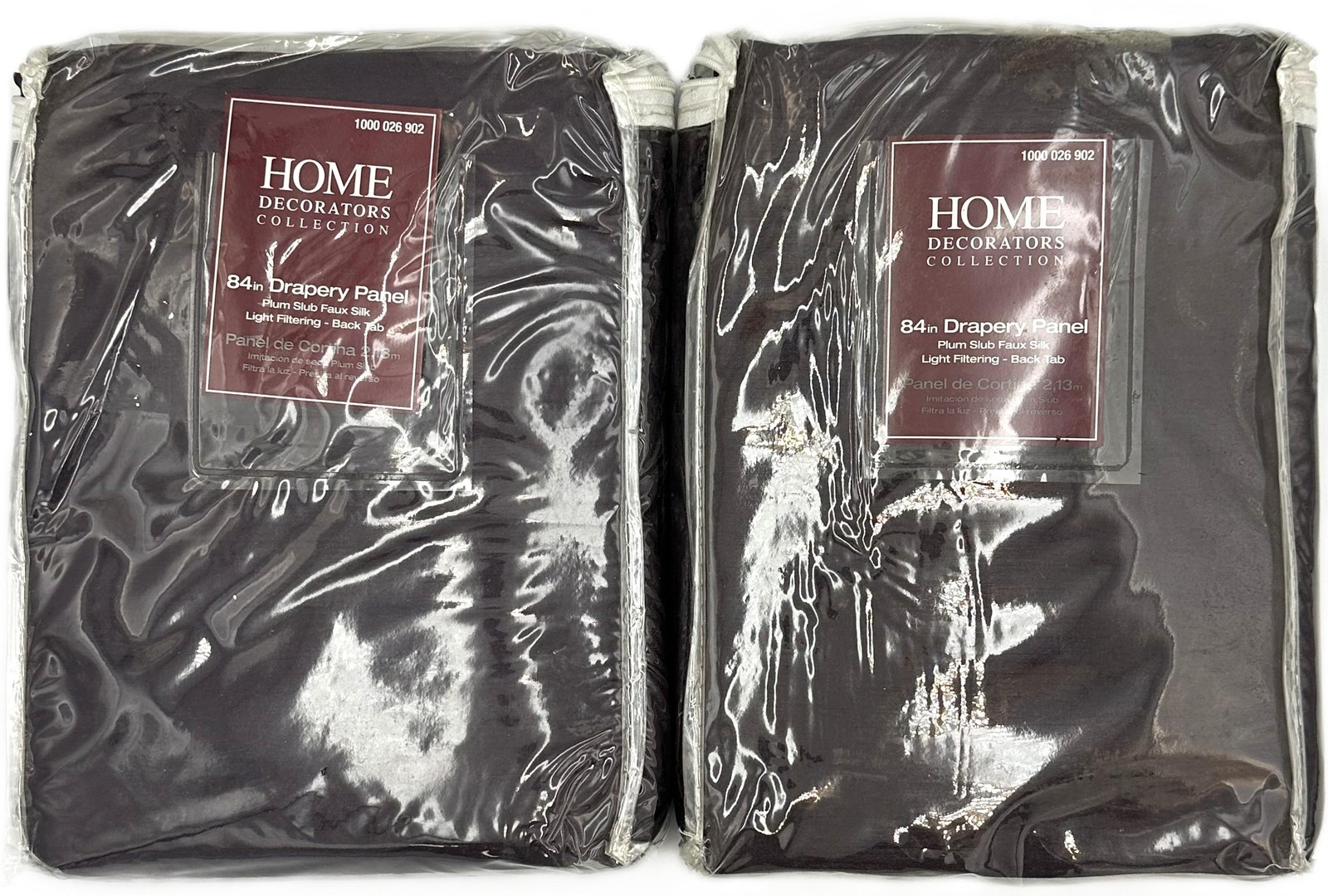 2-PACK Home Decorators Collections Plum Slub Faux Silk Curtain, 54in W x 84in L