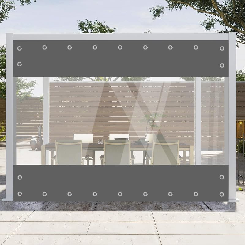 Clear Vinyl Curtains for Patio Enclosure, 23Oz Heavy Duty Waterproof Anti-Uv An