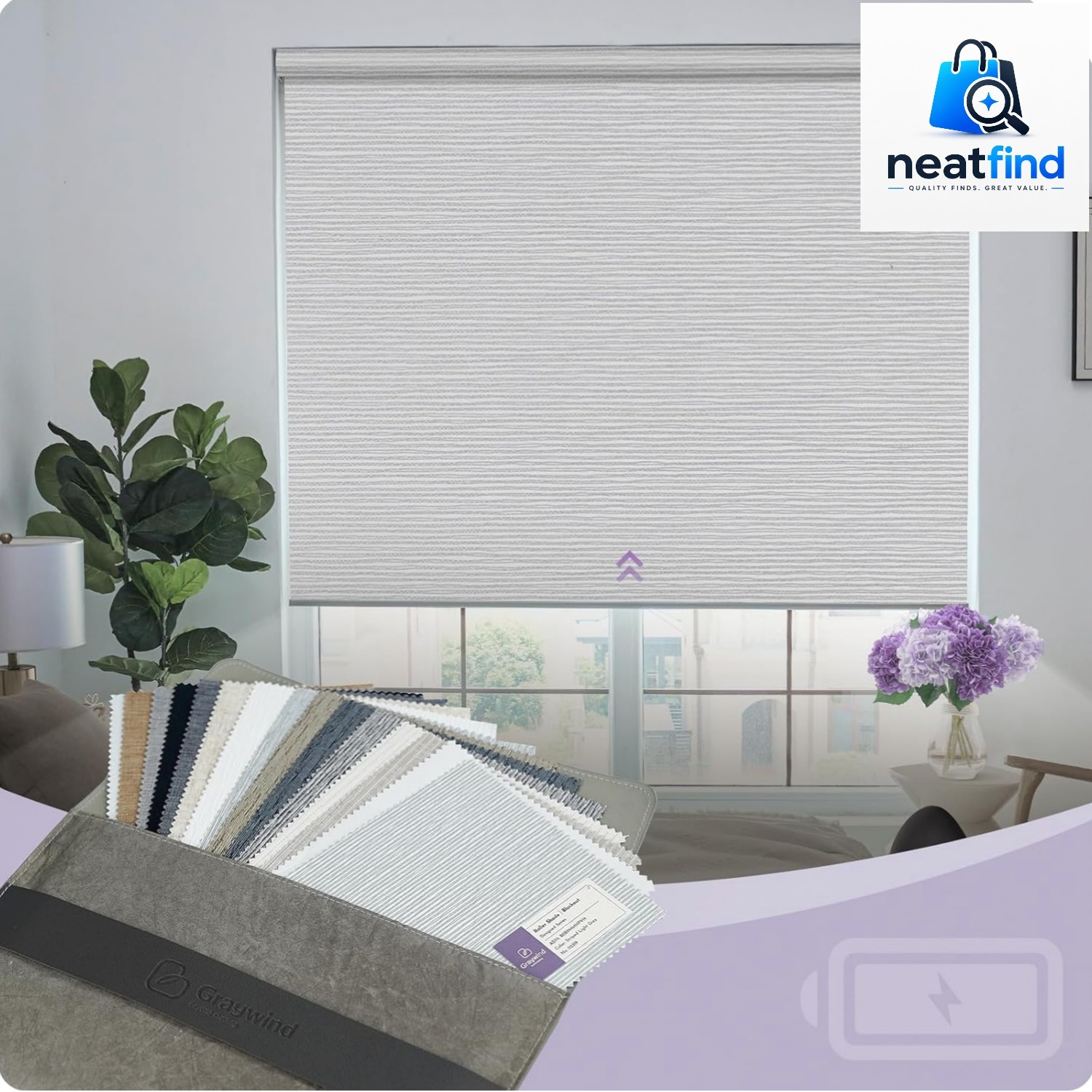 100% Blackout Roller Shades Window Blinds for Home and Office Cordless Blinds…