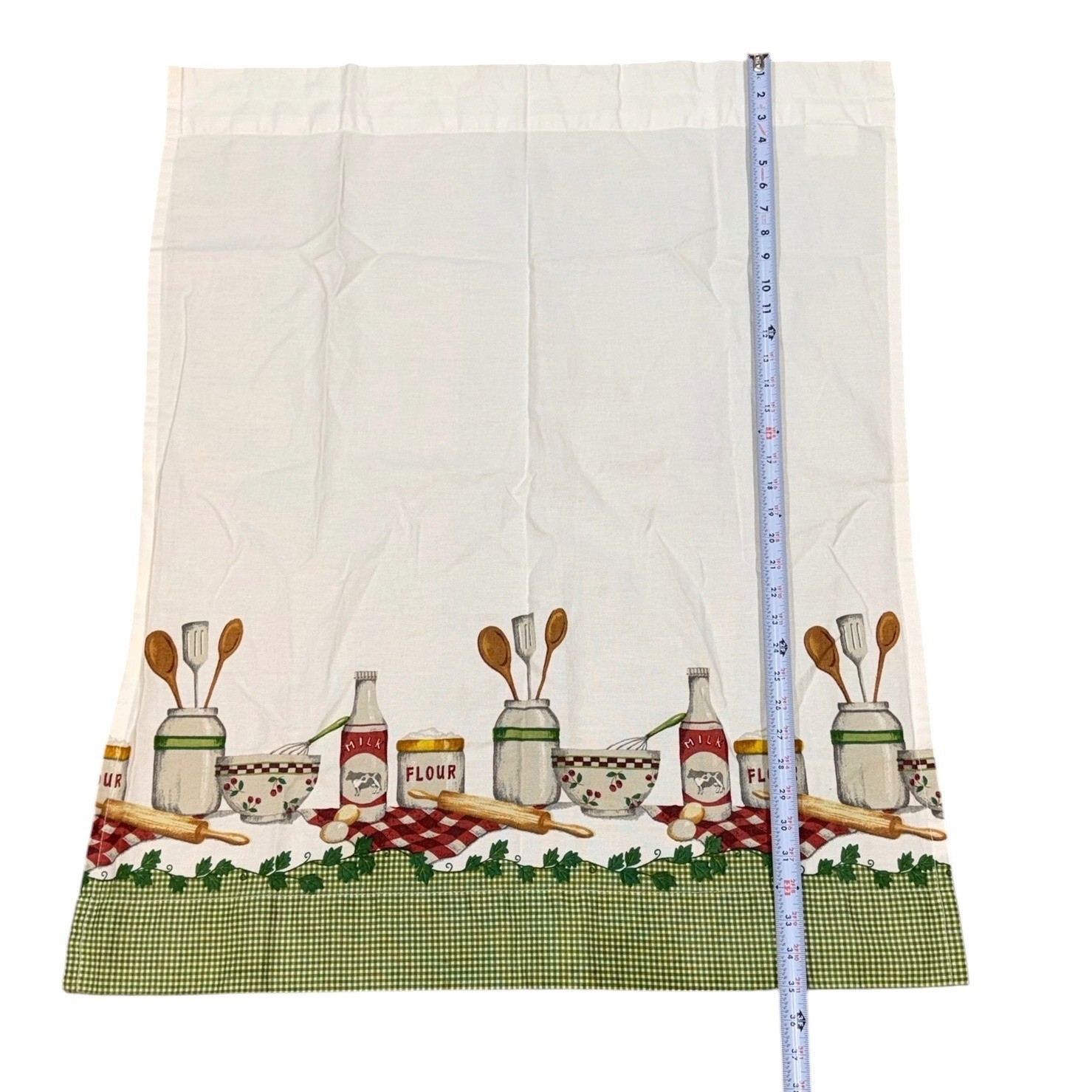 Vtg Better Homes Kitchen Curtains Panels & Valance Country Baking Gingham Cotton