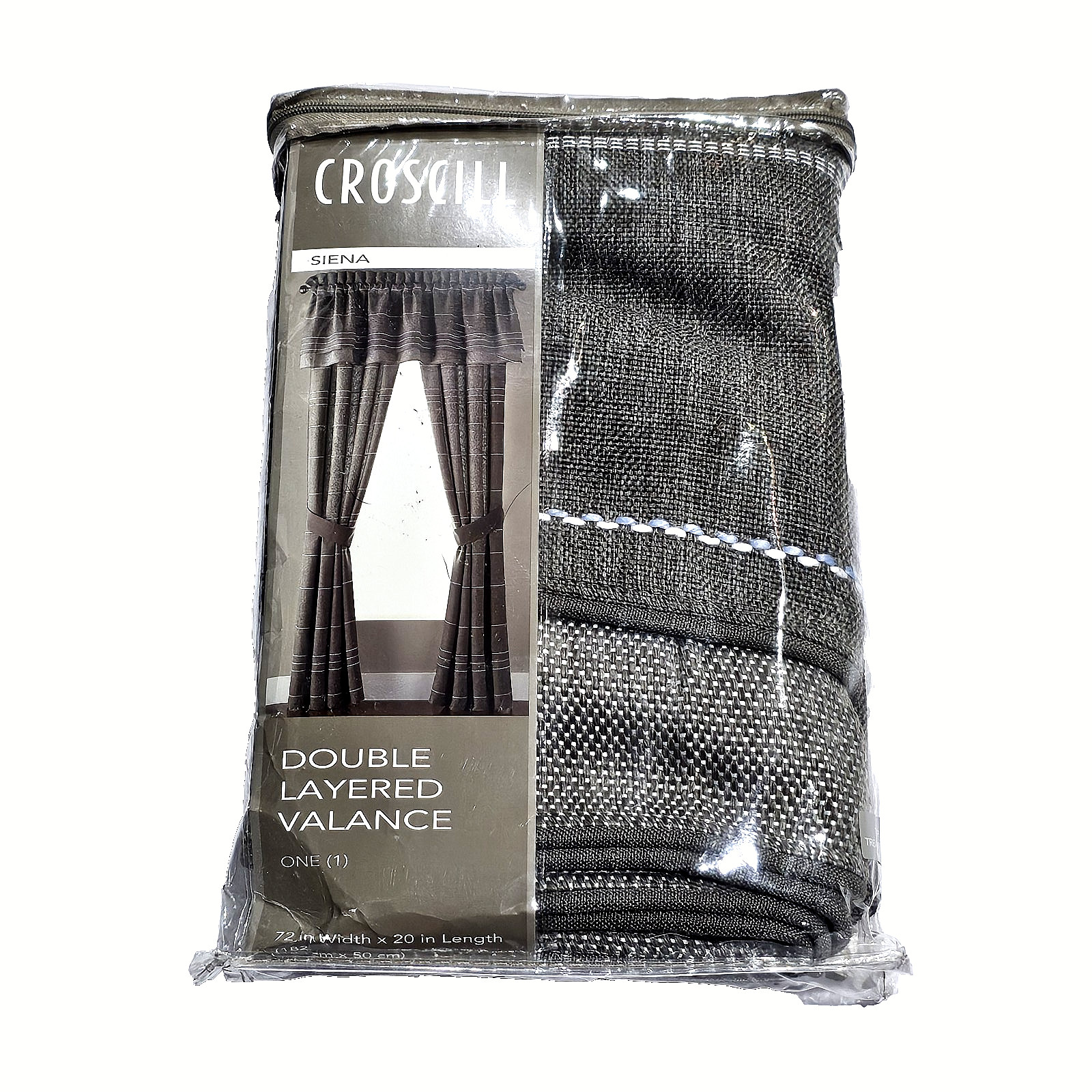 New Croscill Siena Double Layered Valance One (1) 72in W X 20in L Siena Grey