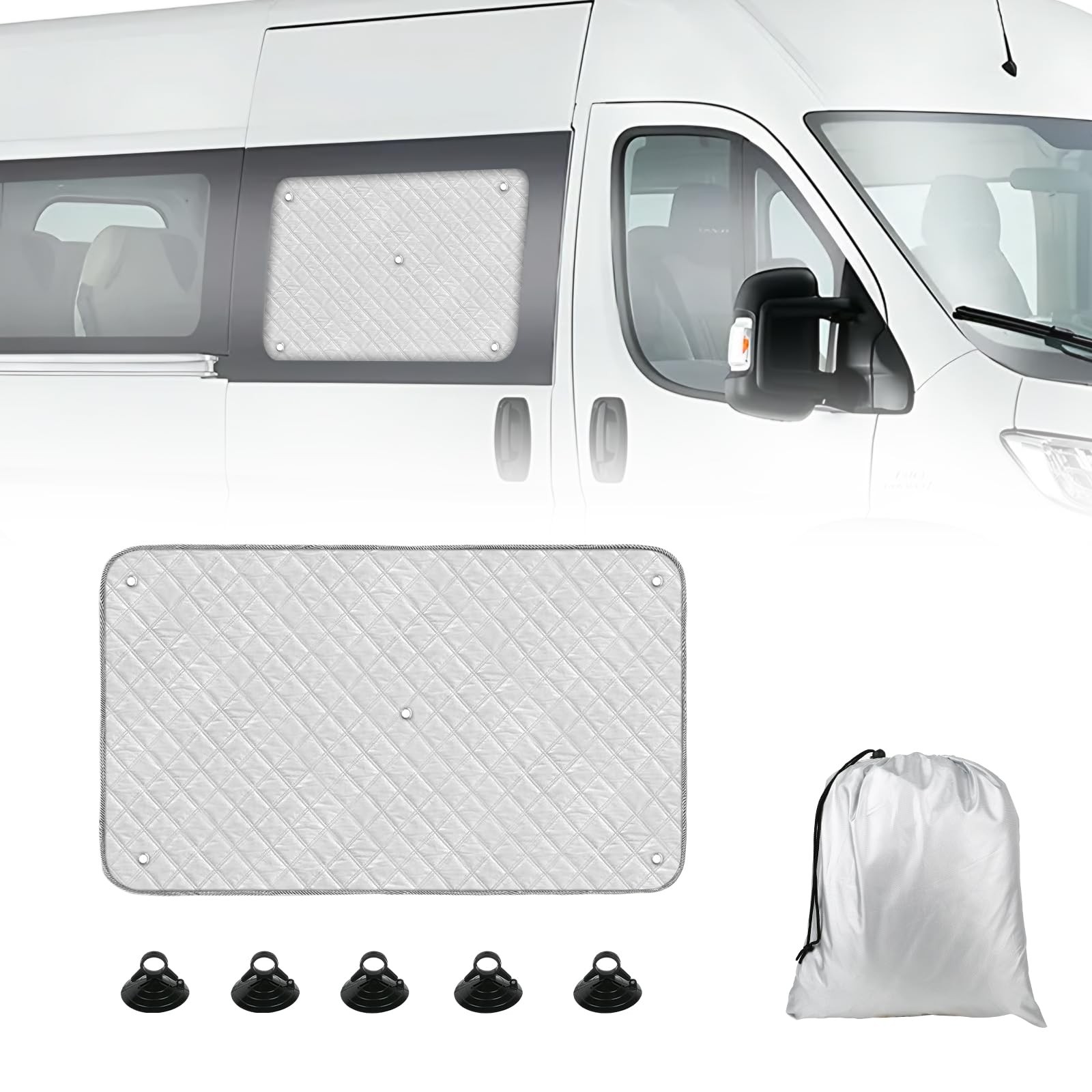 Window Sun Shade Compatible with Ram ProMaster 2014-2025, Silver Sliding Door