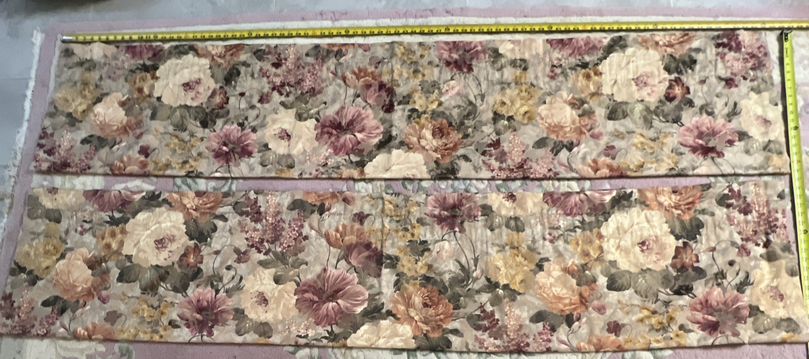 2 Burlington Monaco Window Valance Jacquard Floral Gold Pink Green 17.5″ x 84″