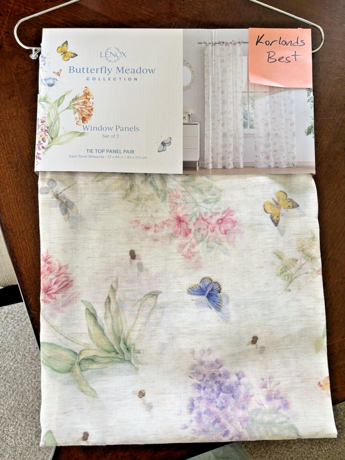 Lenox Butterfly Meadow Tie Top Curtains Drapes Panels 37″ x 84″ Set of 2