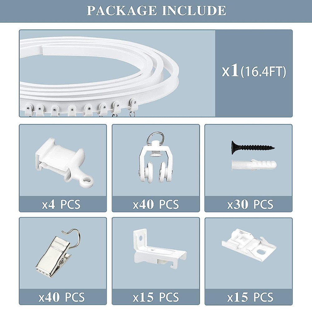 Wall Curtain Track Window Rod Pole Rail System Flexible Rail Track Mount US