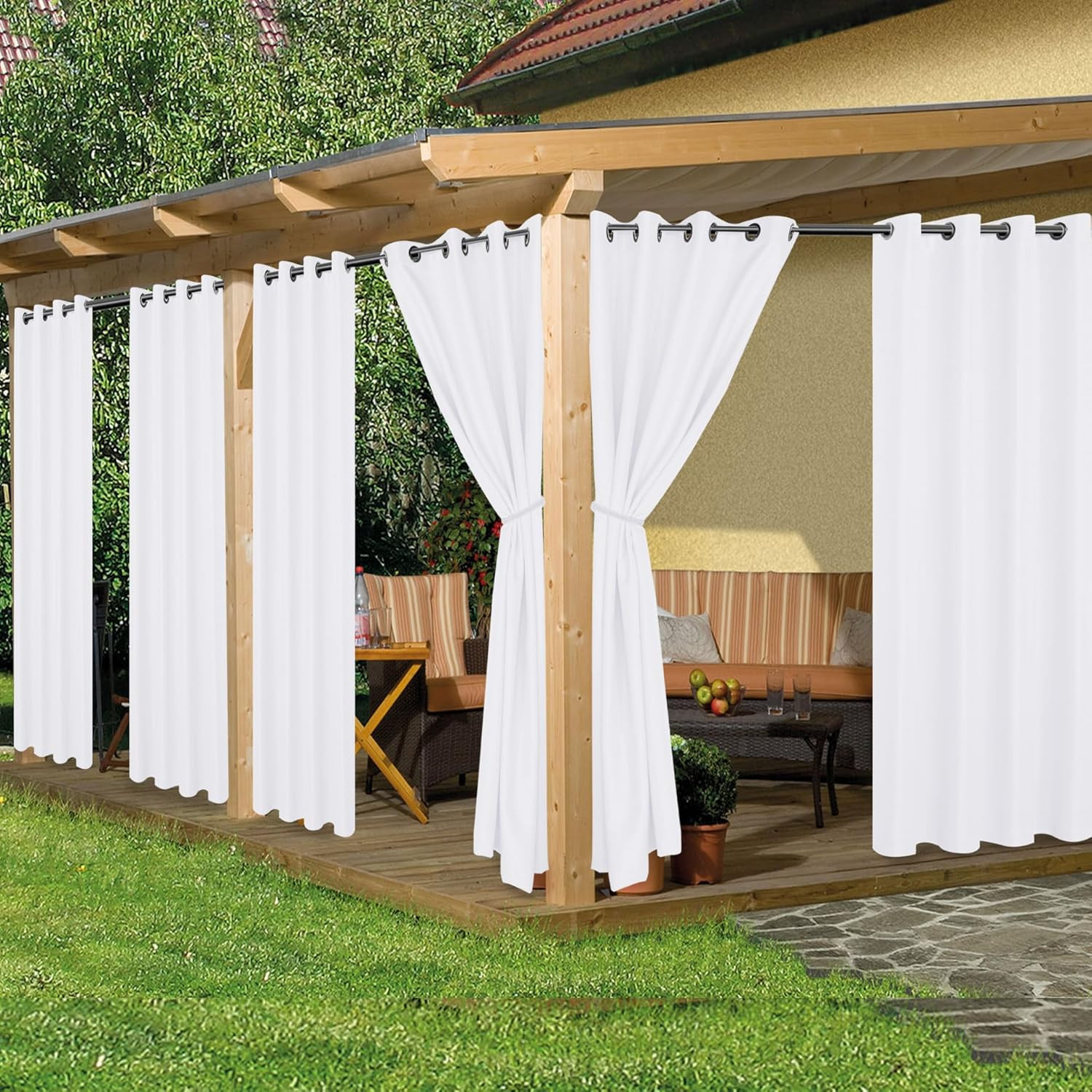 Outdoor Curtains for Patio Waterproof, 6 Panels – 54X84 Inches – Weatherproof Pr