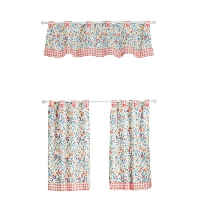 Pioneer Woman ~ MAZIE ~ Three (3) Piece Curtain Set ~ Tiers 30″ x 36″ & Valance