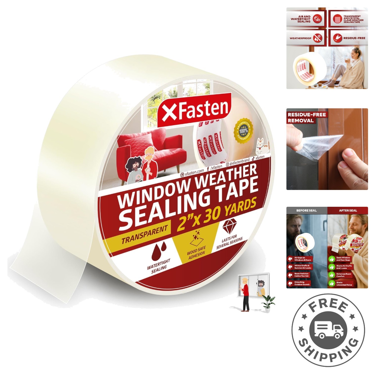 Clear Weather Sealing Tape 2″ x 30 Yards – Professional Draft Isolation Solution