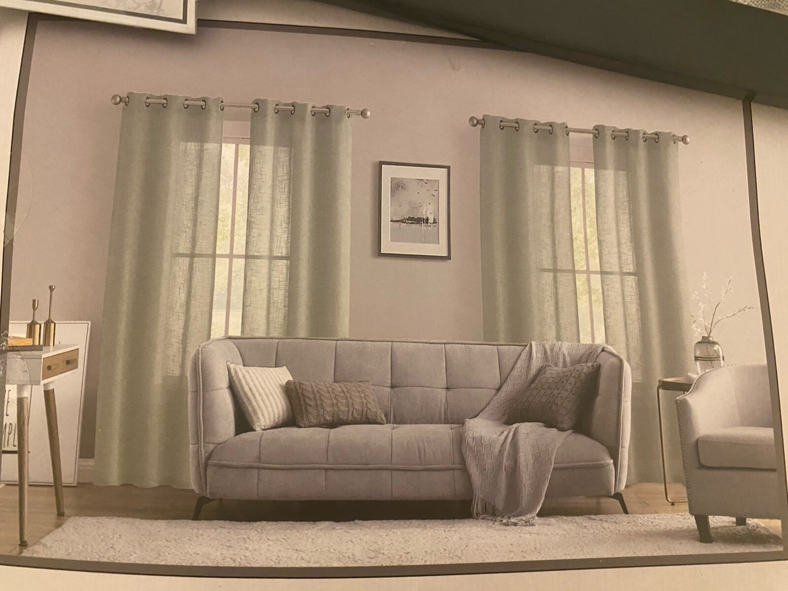 8 Piece Curtains Set Window panels Each Panel Measure 37”x84” Color Gray