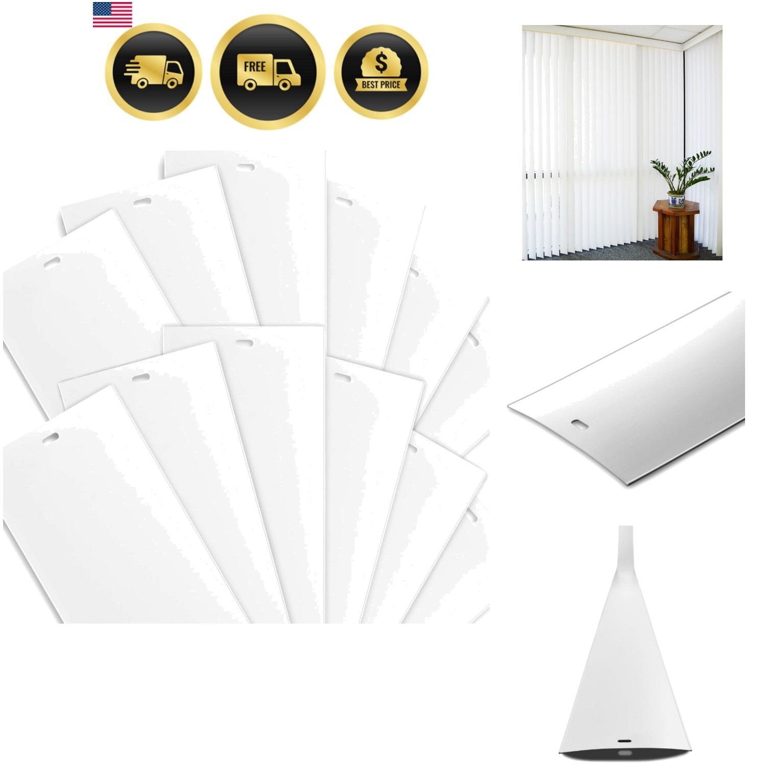 White Vertical Blinds Slats Replacement 12 Pack for Sliding Doors Windows