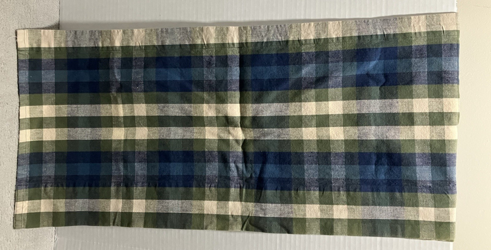 JCPenney Home Valance Bradley Stripe Plaid Valance Woven Cotton Blue Olive Green