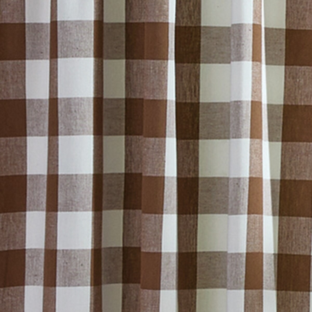 WICKLOW BROWN AND CREAM CHECK CURTAIN PANELS, 72X63, NEW IN PKG