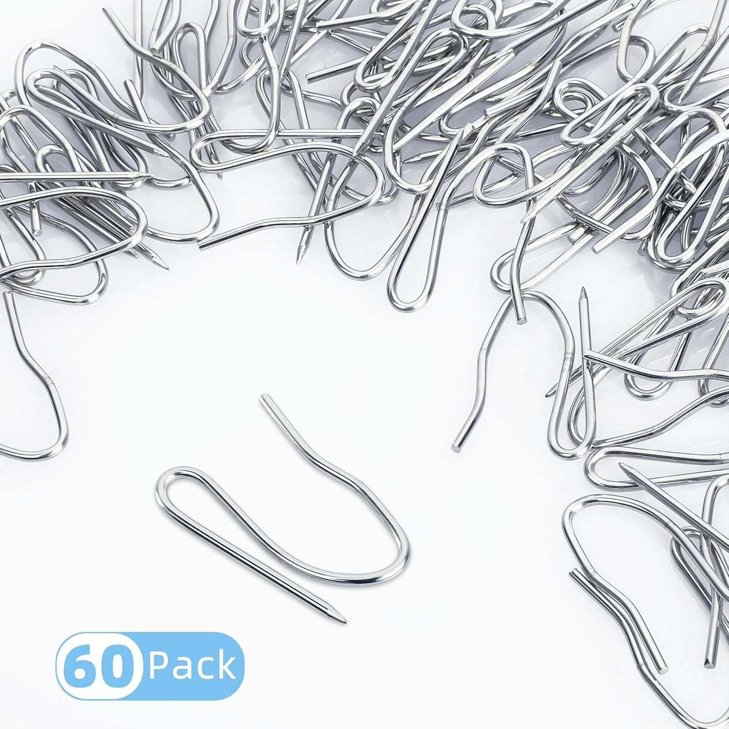 VRSS Drapery Hooks Pins for Curtains, 1.2 Inch Stainless Steel Curtain Hooks-60
