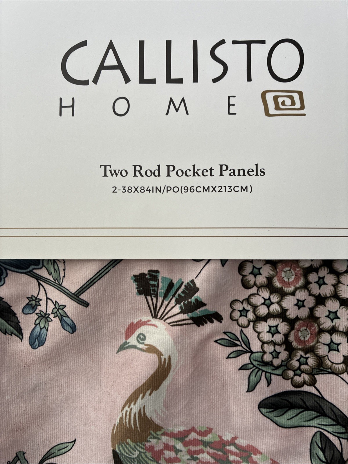 New Callisto Home Two Rod Pocket Panels 2 x 38″ x 84″ Peacock Birds Curtains