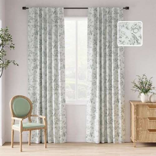 95% Blackout Floral Curtains 84 50″W x 84″L (Pack of 2) *Floral Sage Green