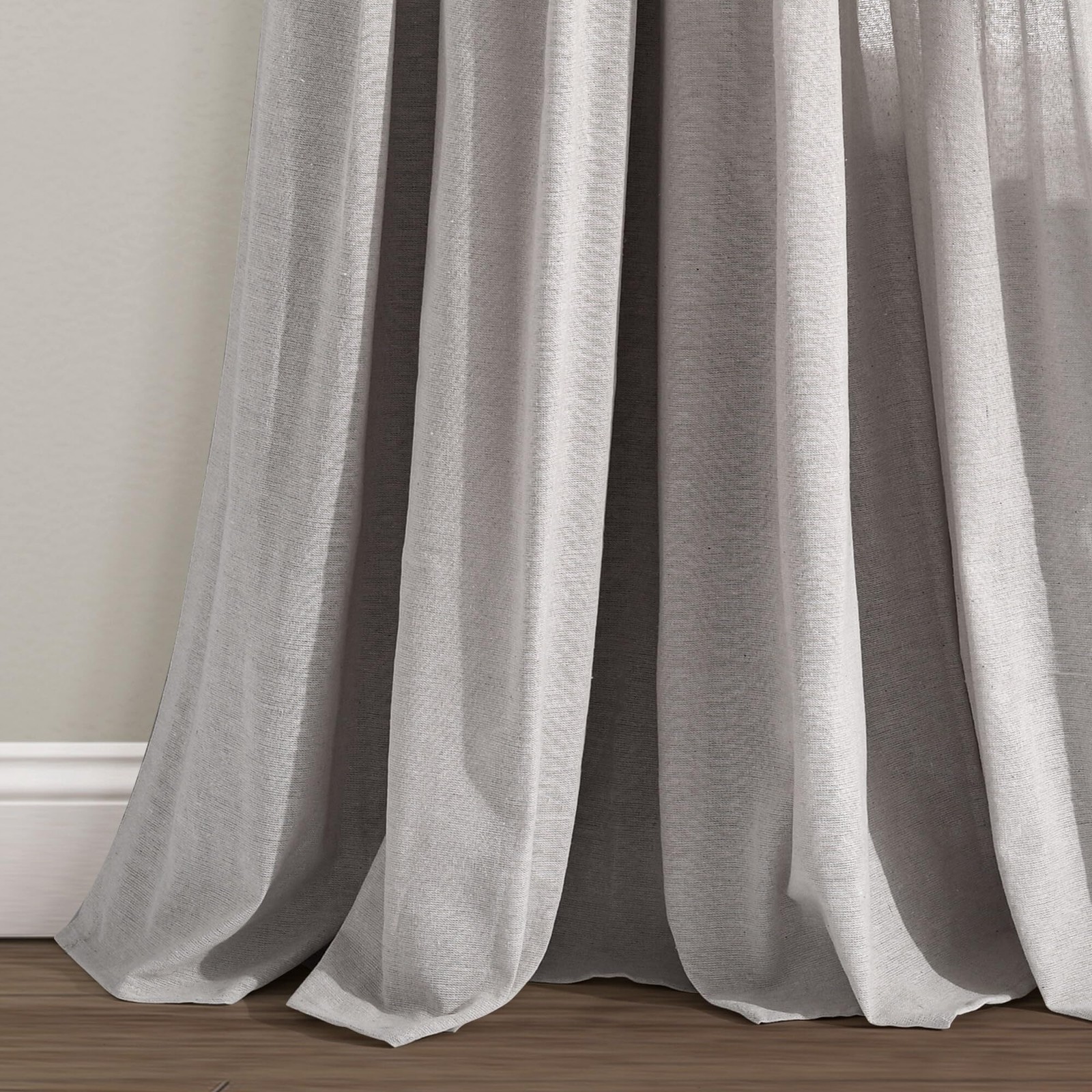 Lush Decor Linen Button Window Curtain Panel, 40″ W x 95″ L, Gray Single panel