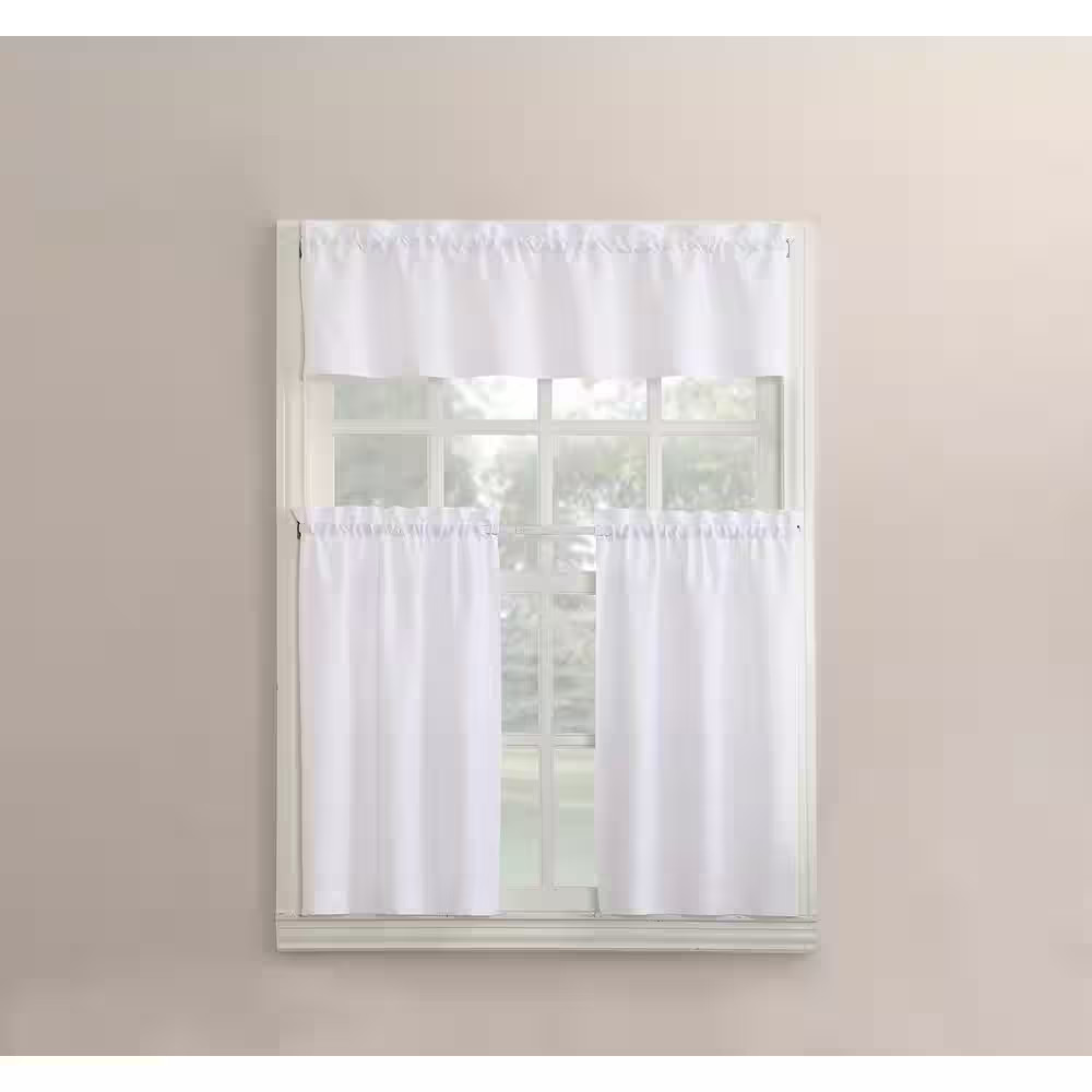 White Solid Rod Pocket Room Darkening Curtain – 54 In. W X 36 In. L