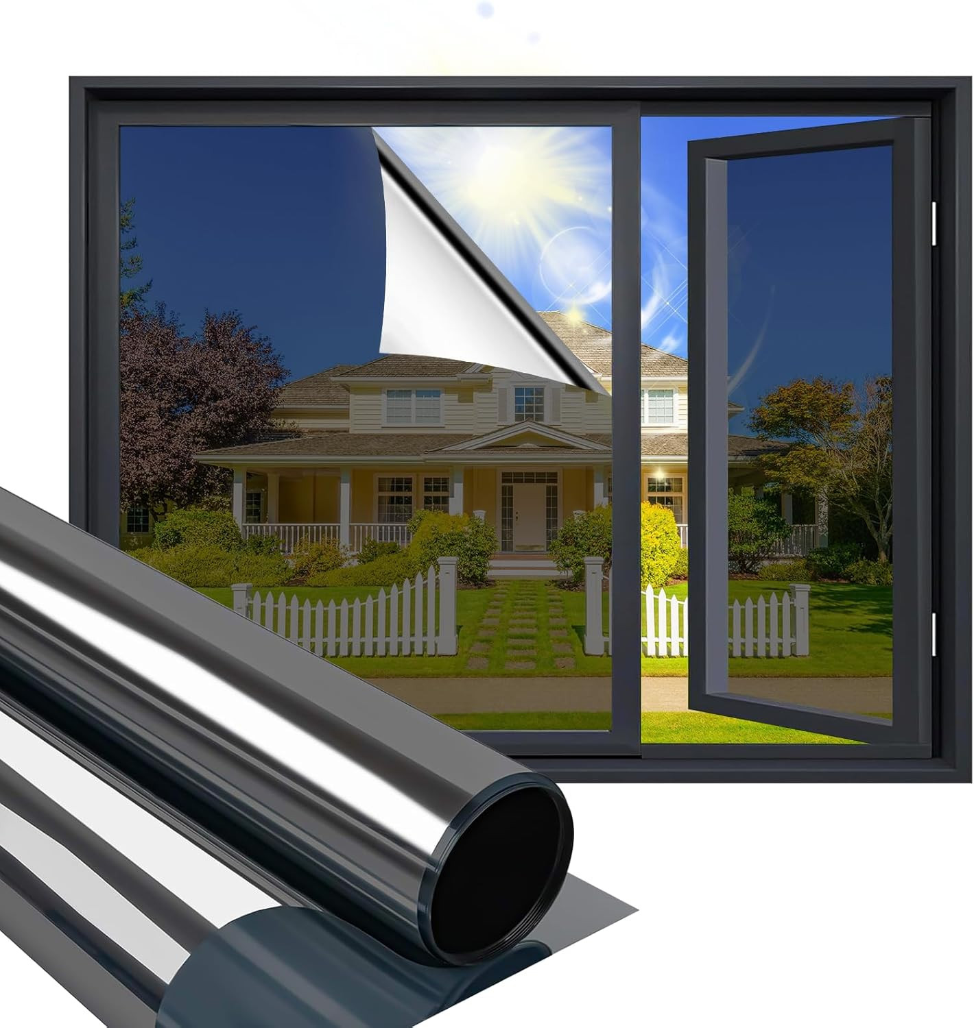 One Way Daytime Window Film Privacy Mirror Effect Self-Adhesive Window Tint UV H