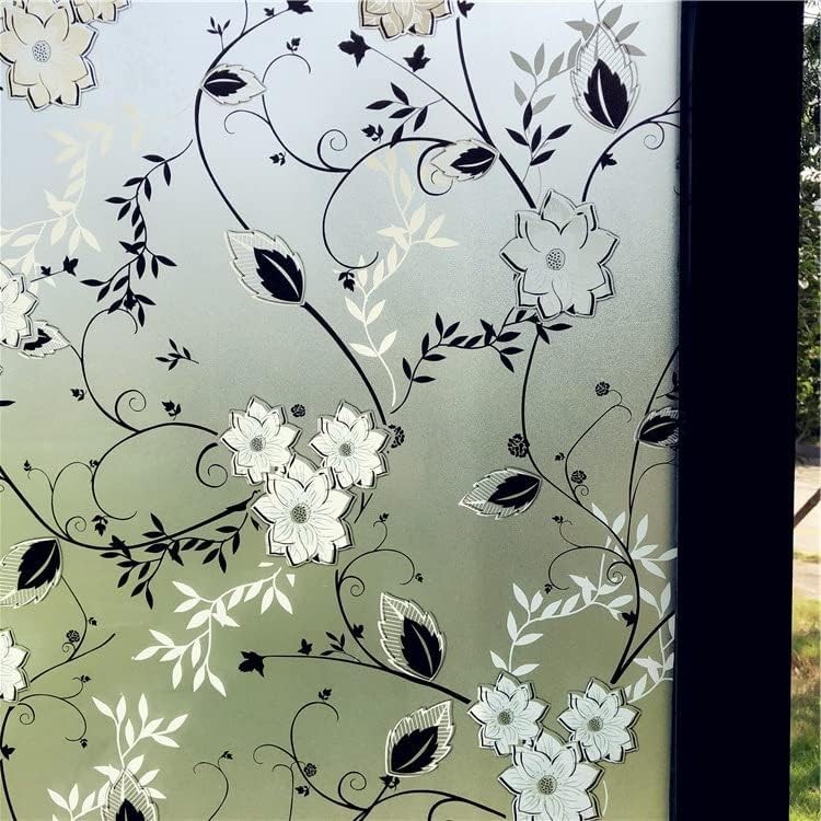 Window Privacy Film for Glass, Floral Removable Static Film, 17.5×78.7 Inch