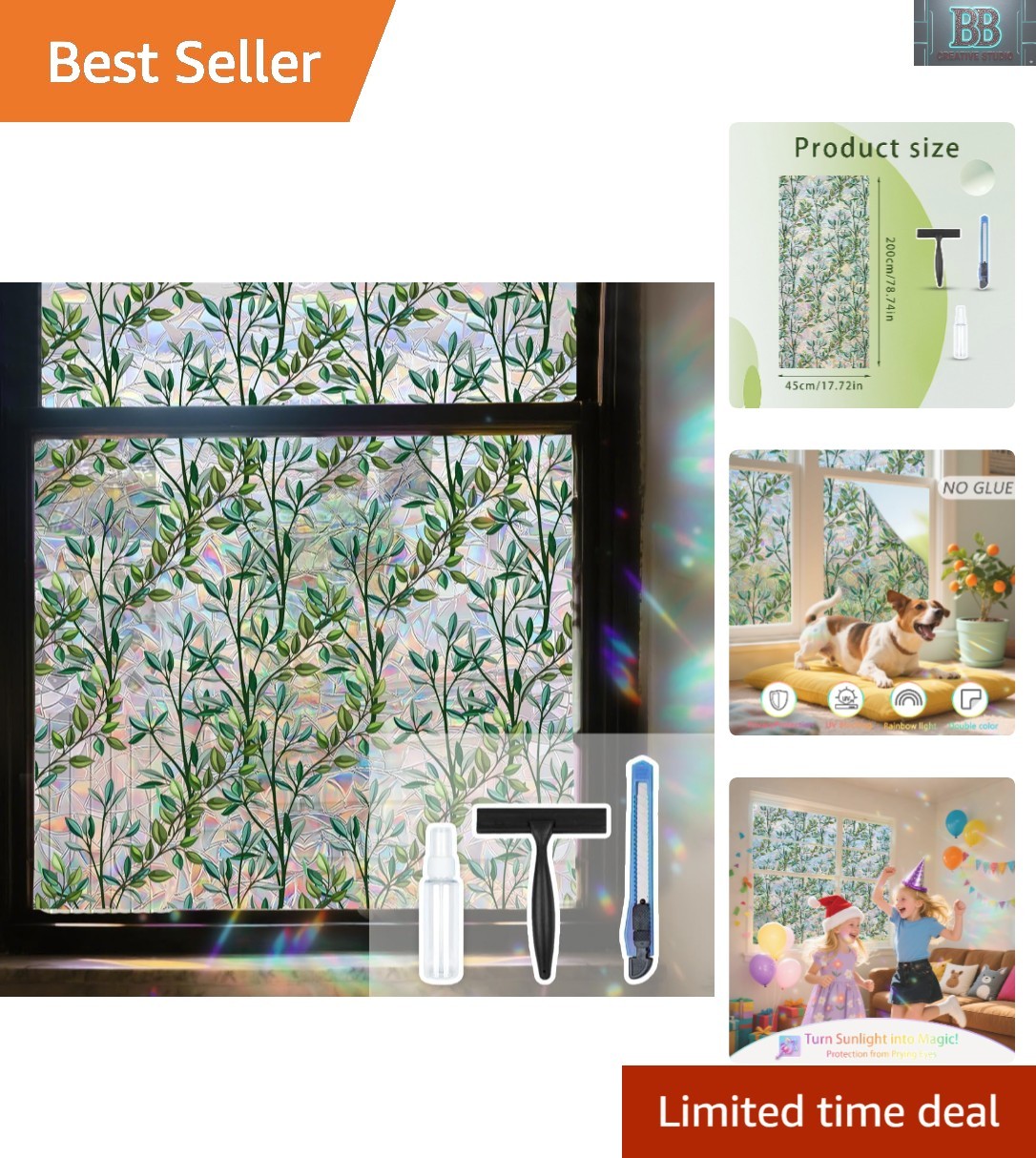 Eco-Friendly Leaf Pattern Window Film – 17.5 x 78.7 Inch Privacy Solution