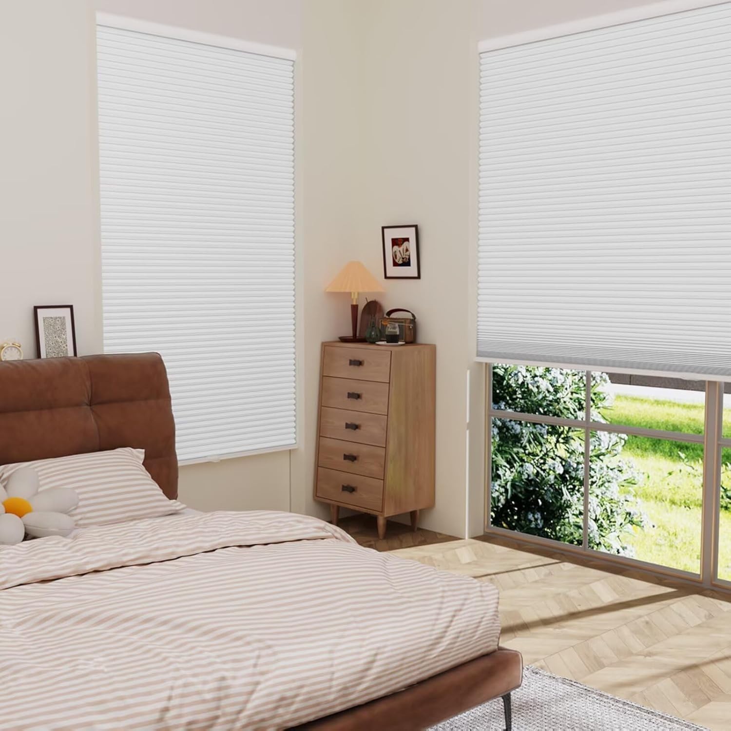 Cordless Blackout Cellular Shades for Windows, Honeycomb Window Shades with T…