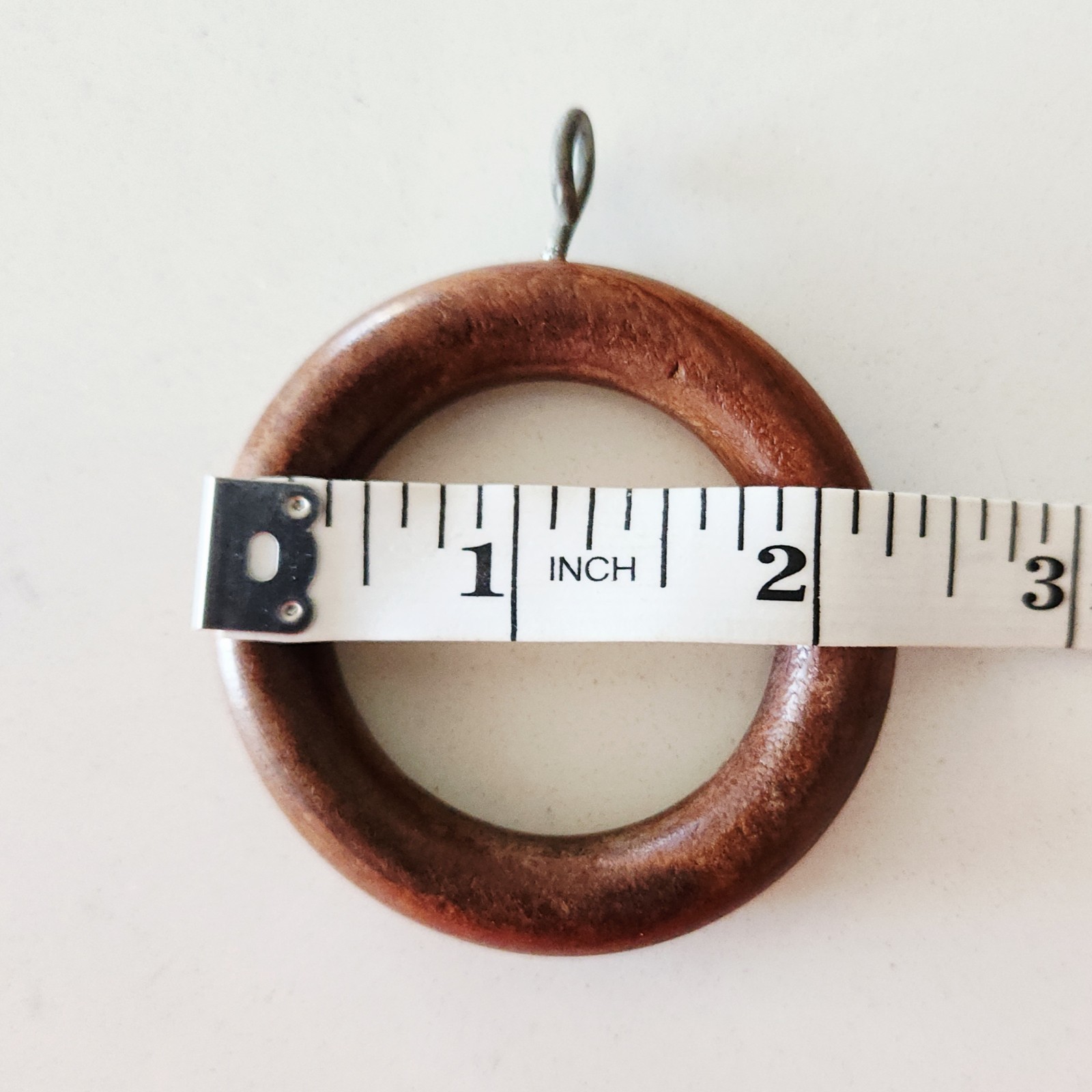 14 Restoration Hardware LARGE Brown Wood Drapery Curtain Rings w Eyes 1-1/4″ Rod